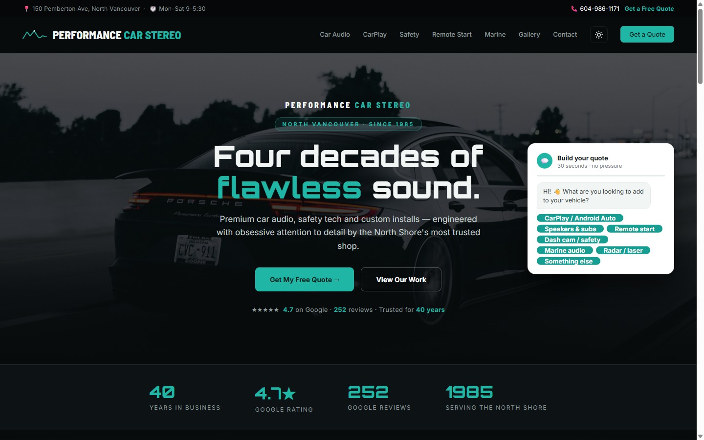 Performance Car Stereo — North Vancouver car audio website built by HSMCVN