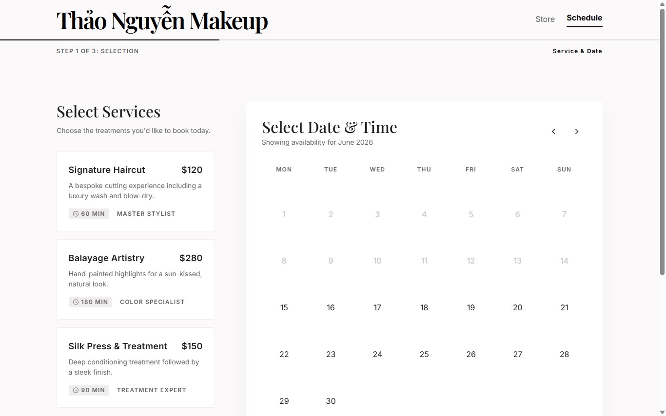 Thảo Nguyễn Makeup — live booking app built by HSMCVN
